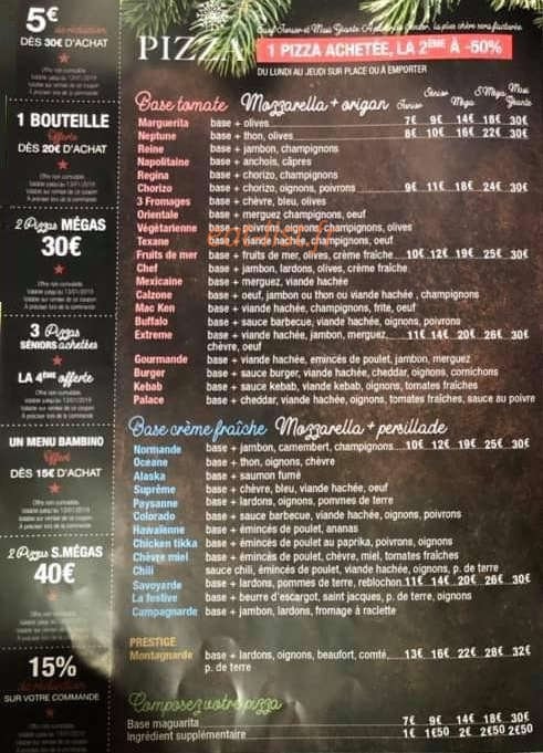 Pizza Palace — carte page 1