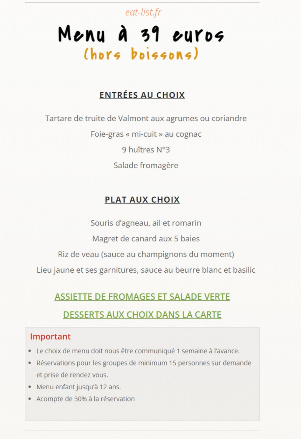 Le Champêtre — carte page 8