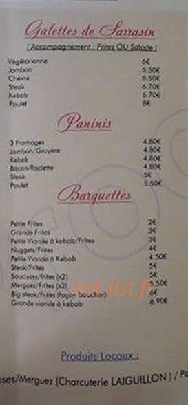 Le P'tit Snack — carte page 3