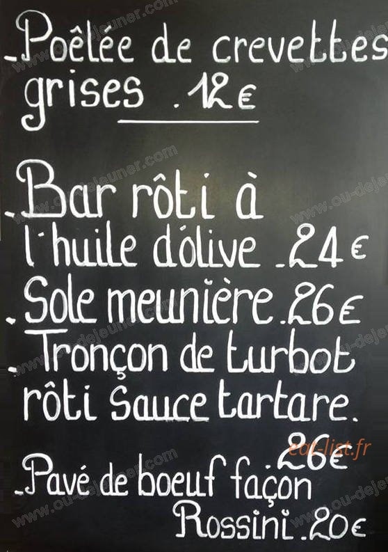 Restaurant de la mer — carte page 1
