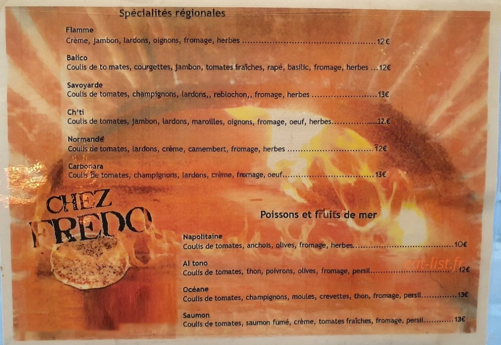 Chez Frédo — carte page 1
