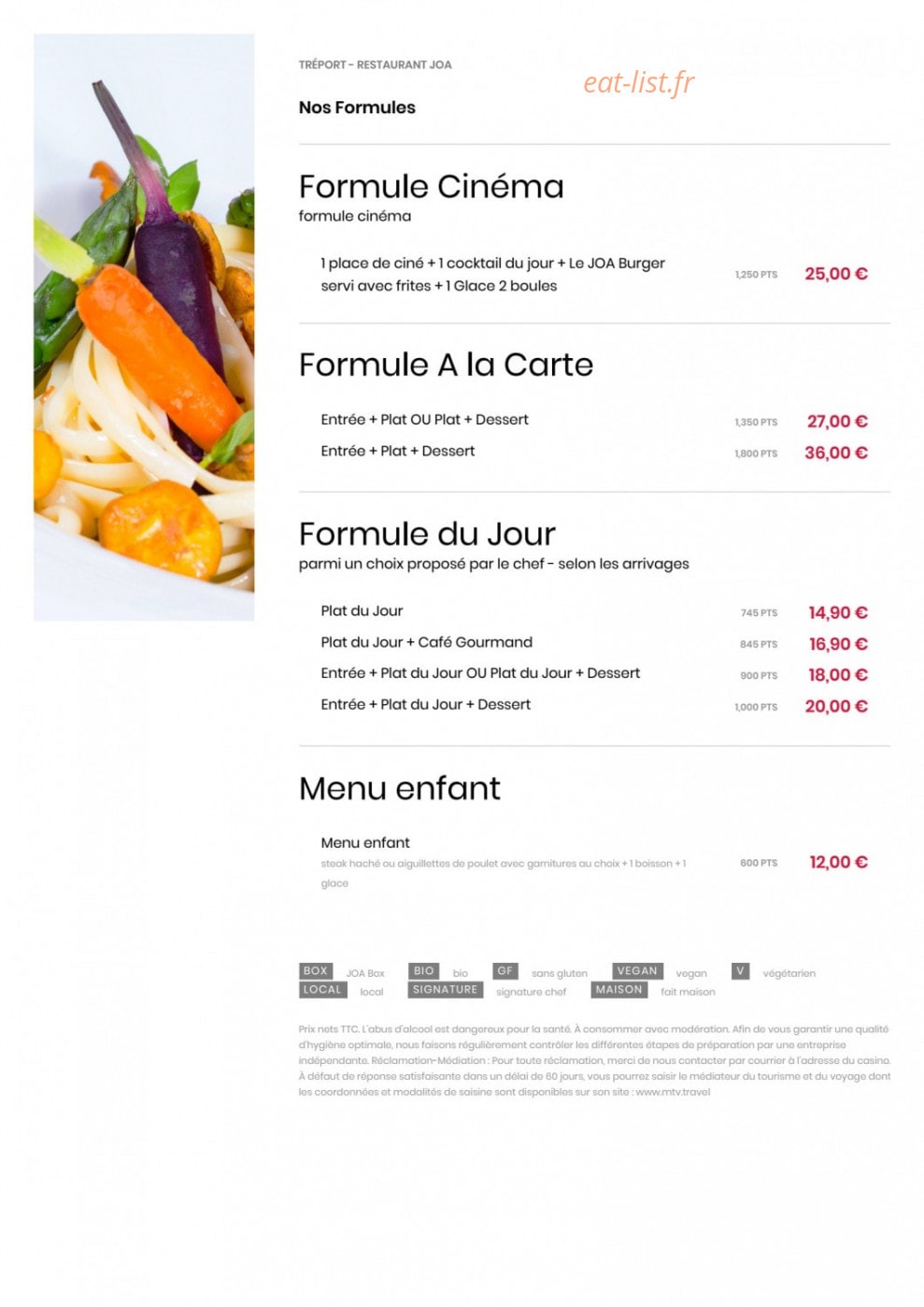 Casino JOA — carte page 1