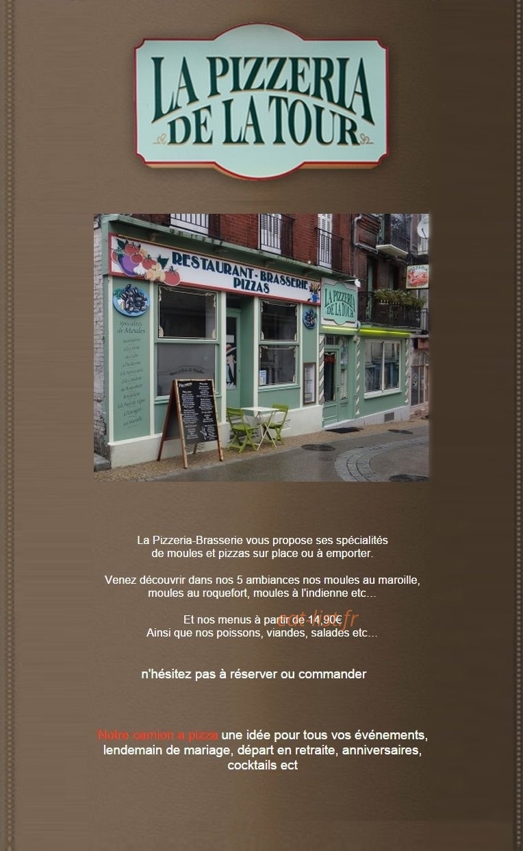La Pizzeria de la tour — carte page 1