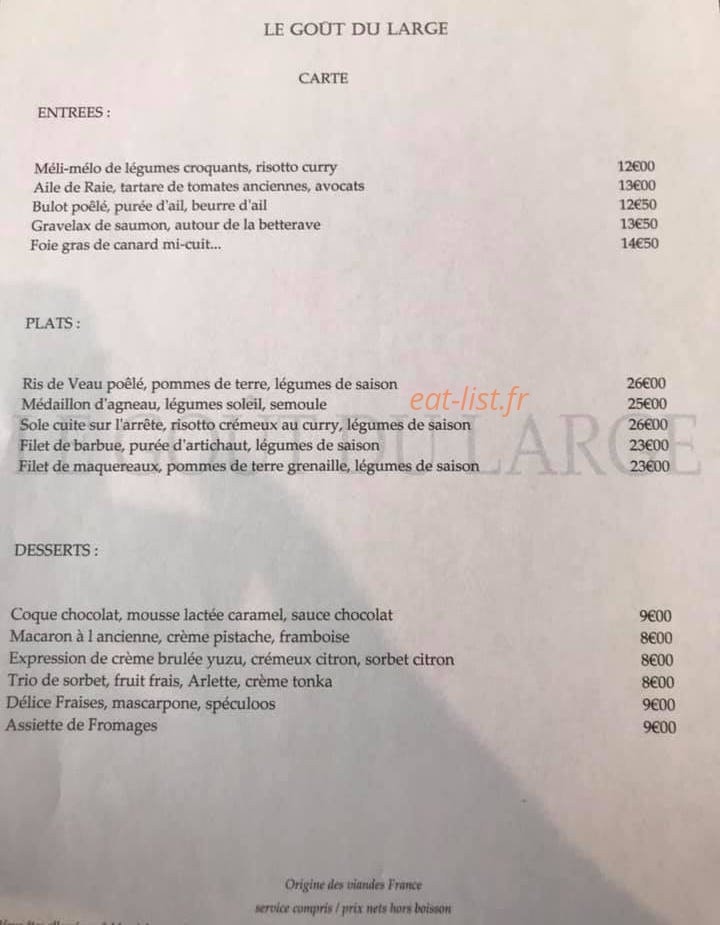 Le Goût Du Large — carte page 1