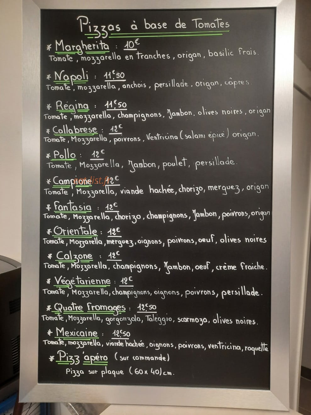 Pizzeria du Port — carte page 1
