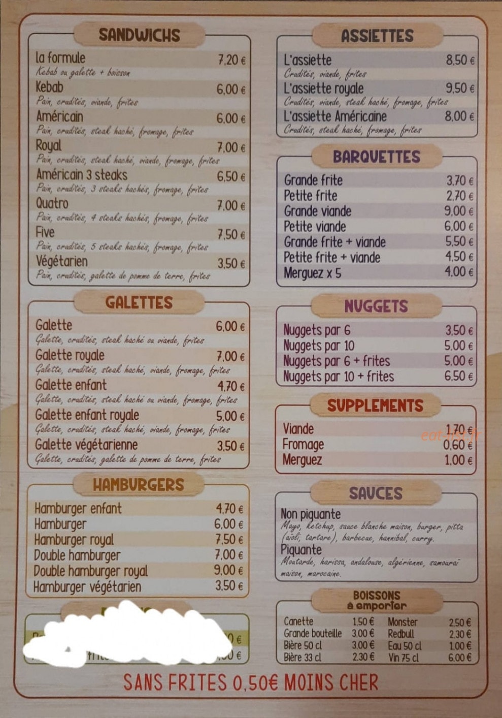 Bar de L' Amitié — carte page 2