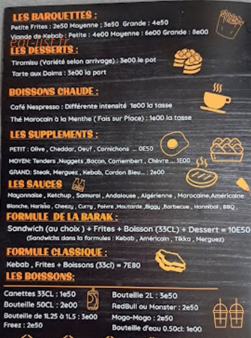 La Barak aux délices — carte page 3