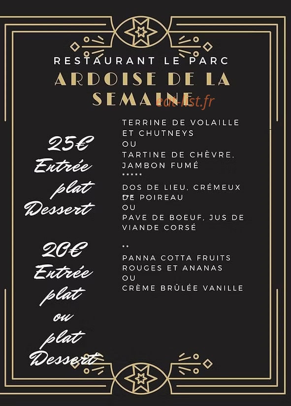 Restaurant Le Parc — carte page 2