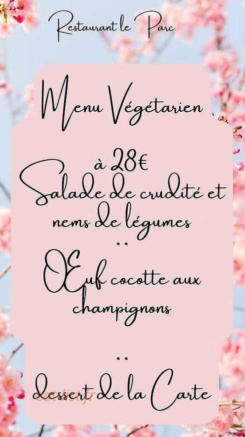Restaurant Le Parc — carte page 3