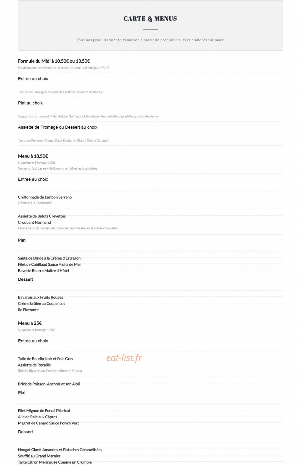 Auberge du Bac — carte page 1