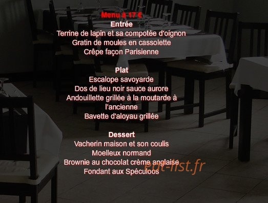 Carte et menu de La P'tite Fringale à Saint Pierre de Varengeville — Le menu à 17€