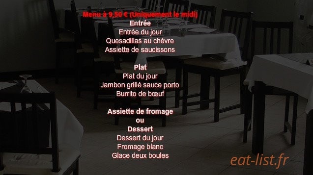 Carte et menu de La P'tite Fringale à Saint Pierre de Varengeville — Le menu à 9.50€
