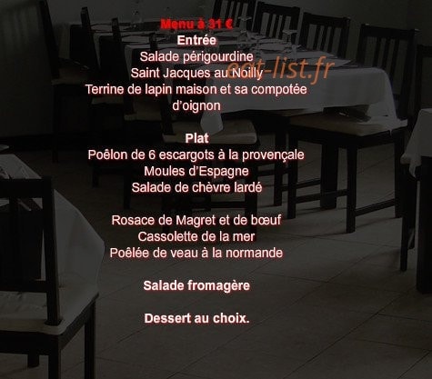 Carte et menu de La P'tite Fringale à Saint Pierre de Varengeville — Le menu à 31€