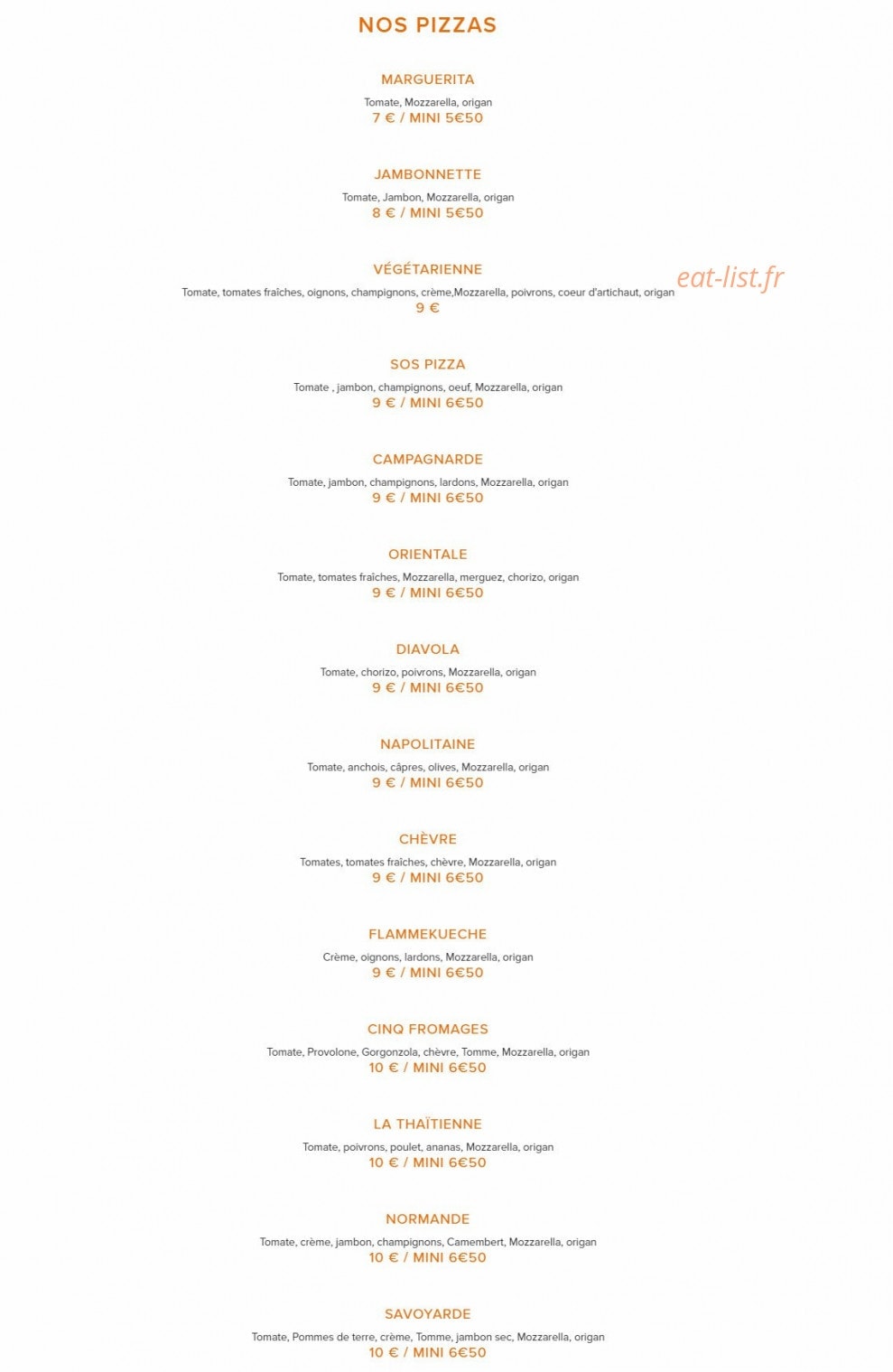Pili Pizza — carte page 1