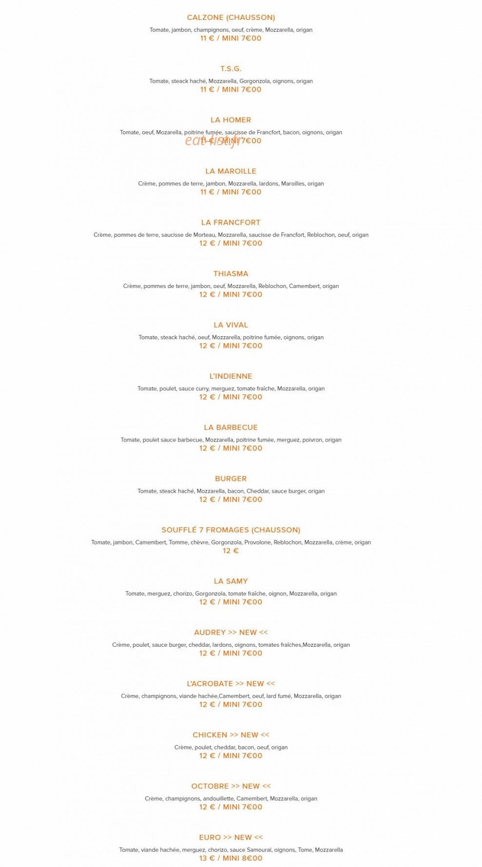 Pili Pizza — carte page 3