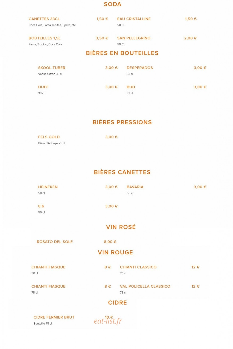 Pili Pizza — carte page 8