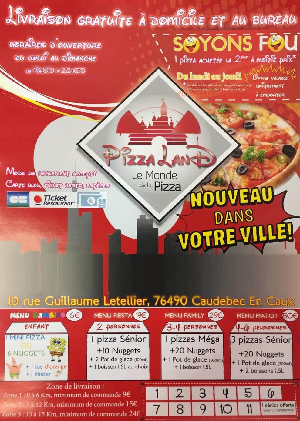 Pizzaland — carte page 1