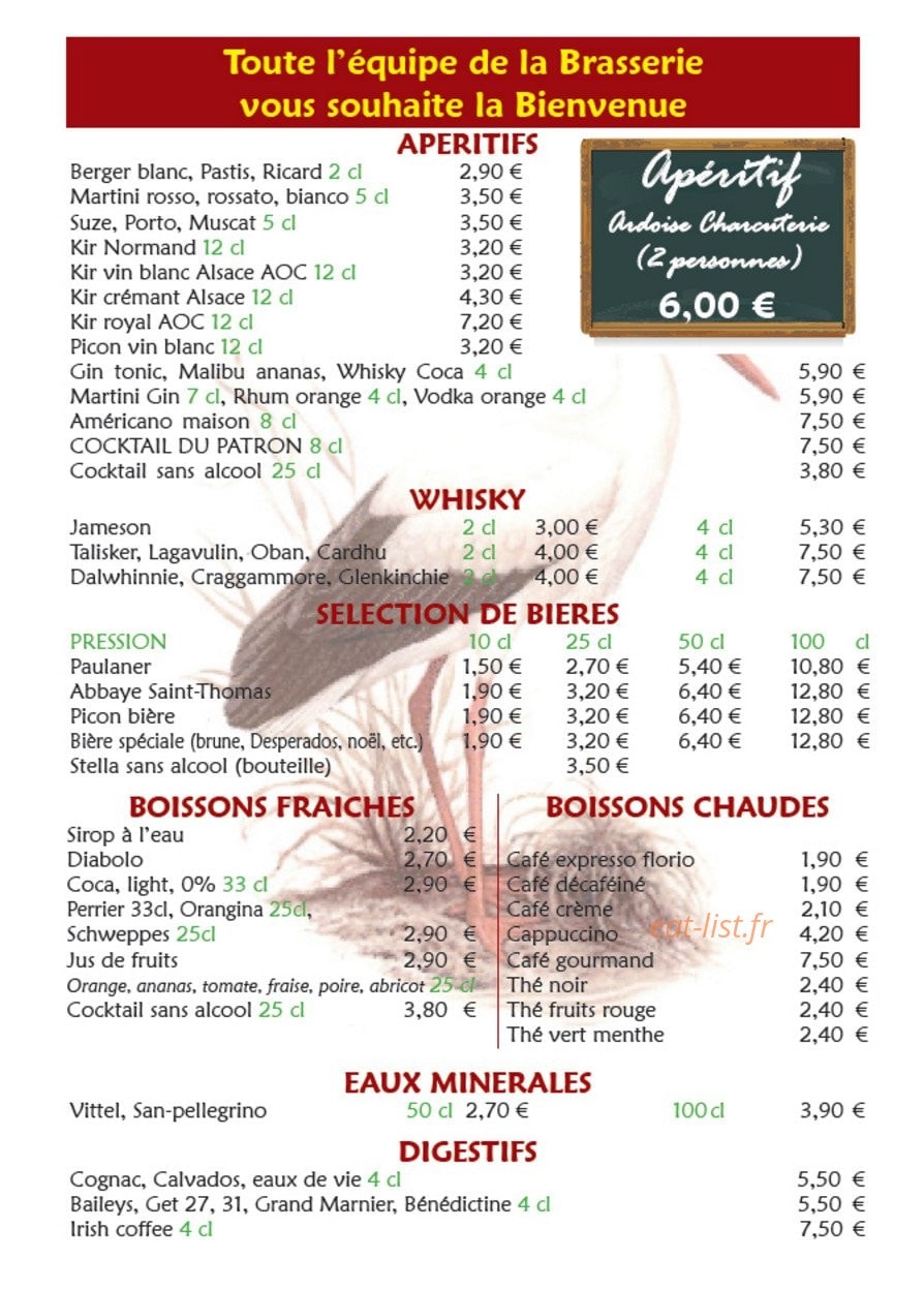 Brasserie alsacienne — carte page 1