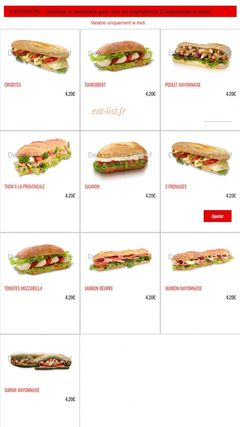 Delices Pizza — carte page 12