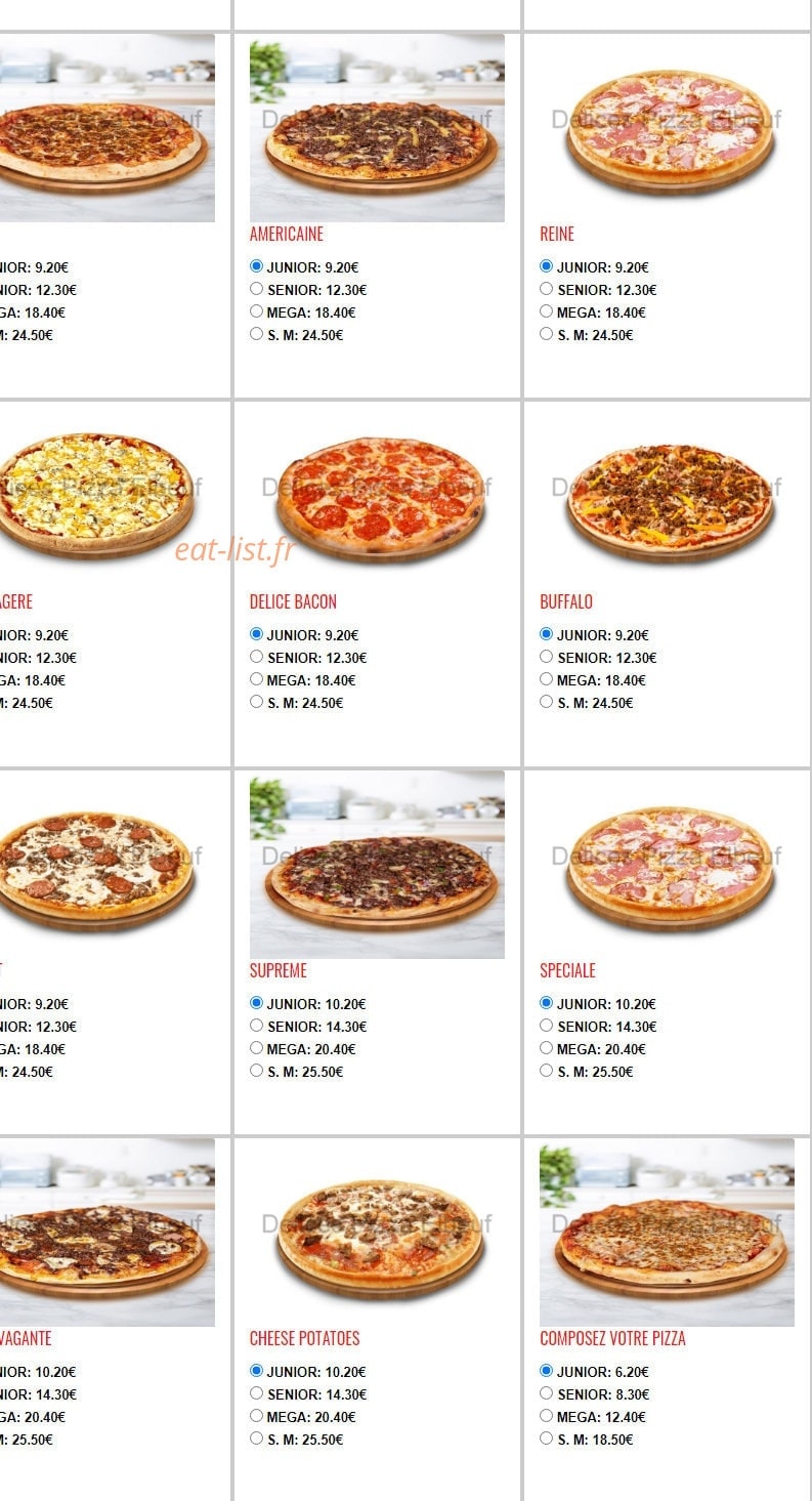 Delices Pizza — carte page 6