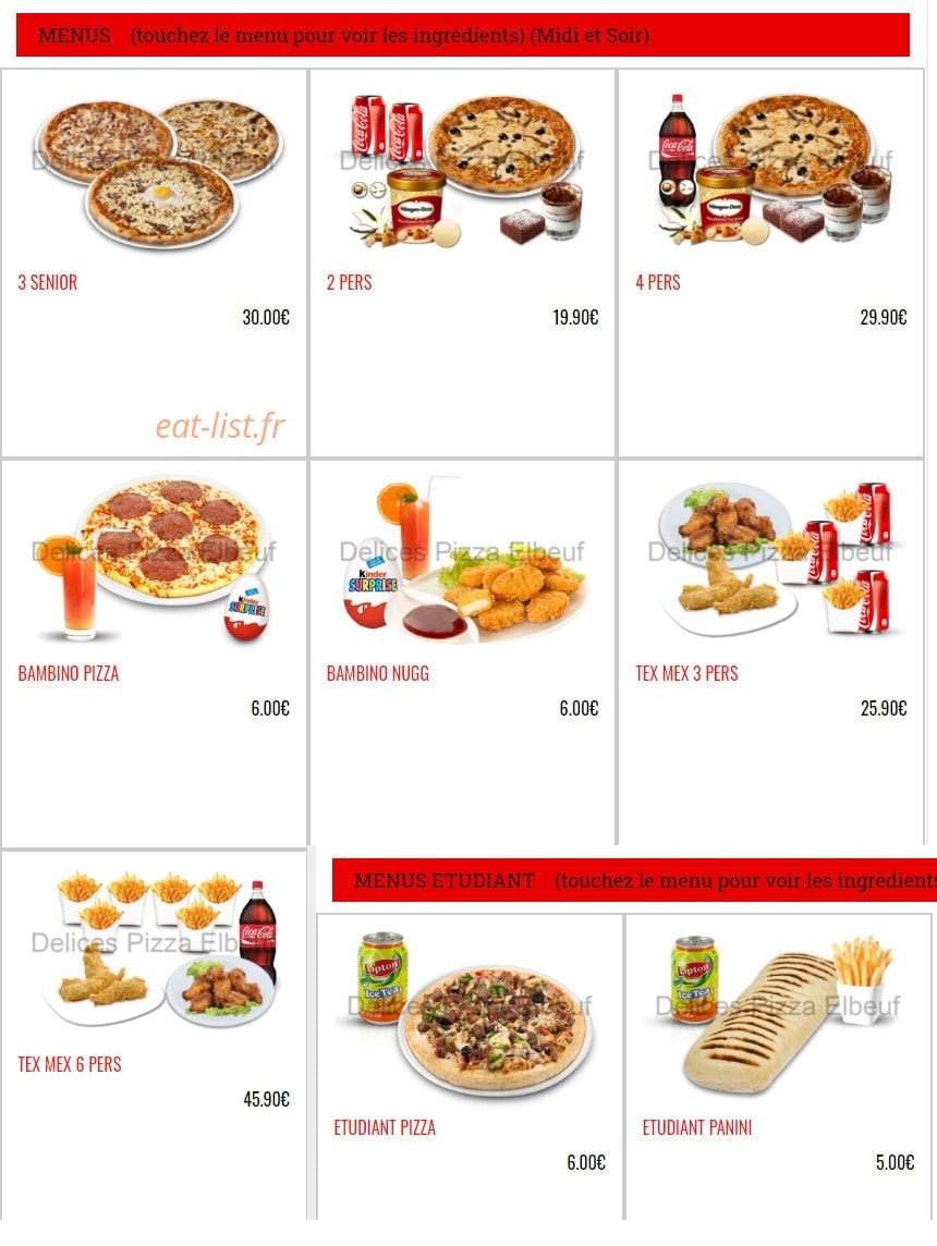 Delices Pizza — carte page 4