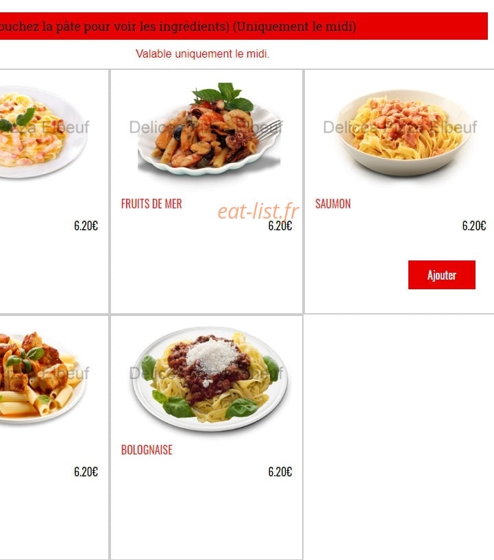 Delices Pizza — carte page 10
