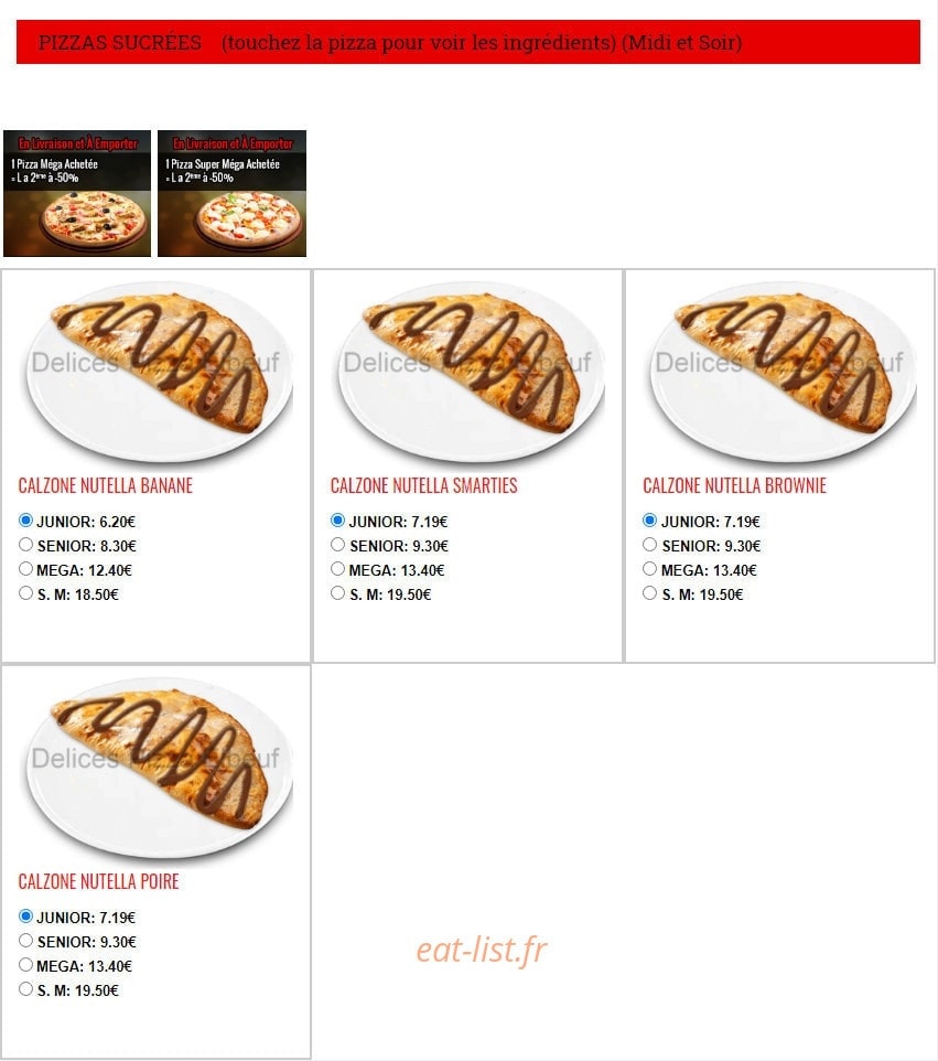 Delices Pizza — carte page 9