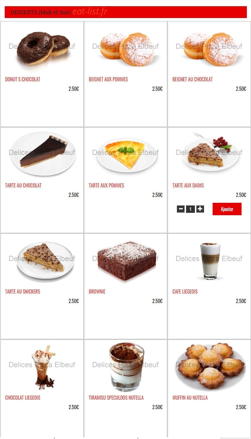 Delices Pizza — carte page 16