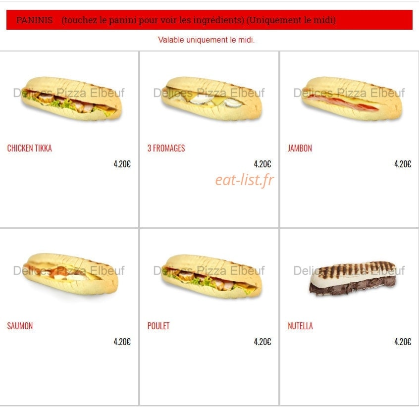 Delices Pizza — carte page 13