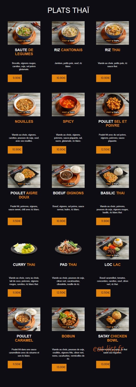 Fast Thai — carte page 4