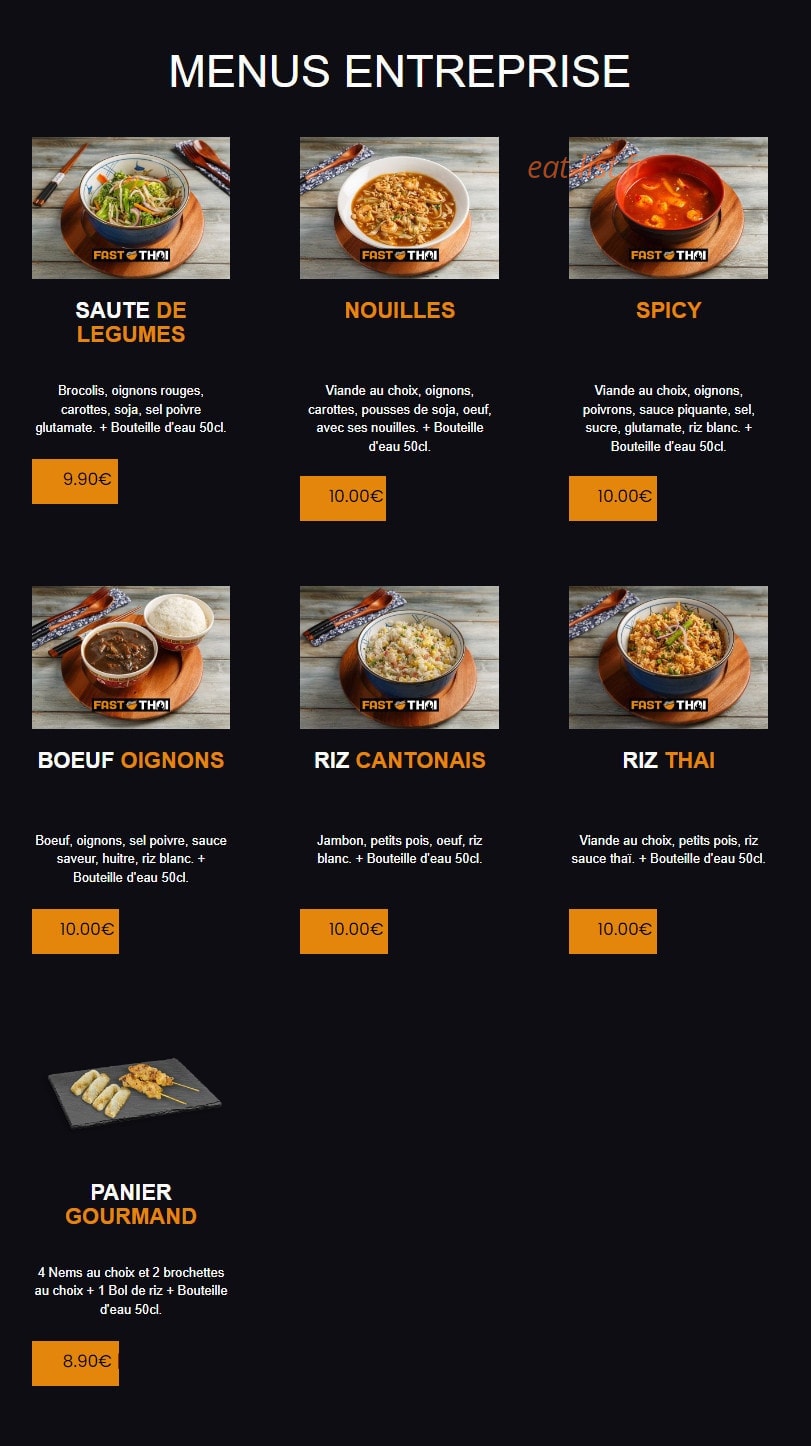 Fast Thai — carte page 1