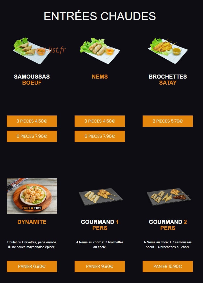 Fast Thai — carte page 3