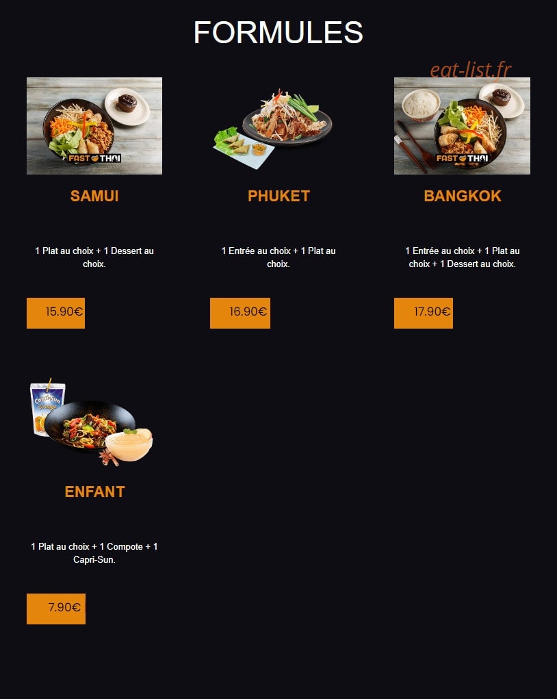 Fast Thai — carte page 2