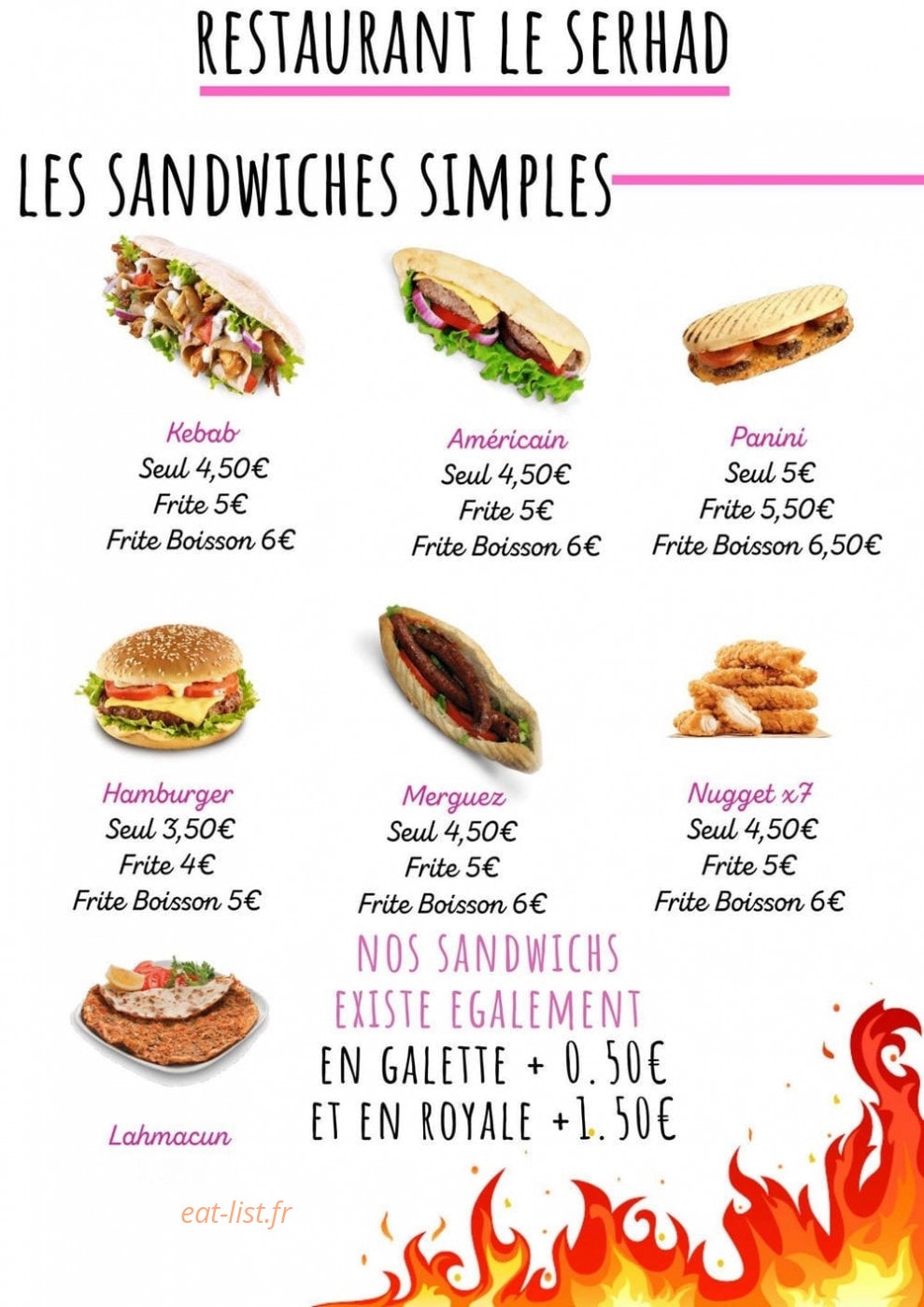 Restaurant le Serhad — carte page 1