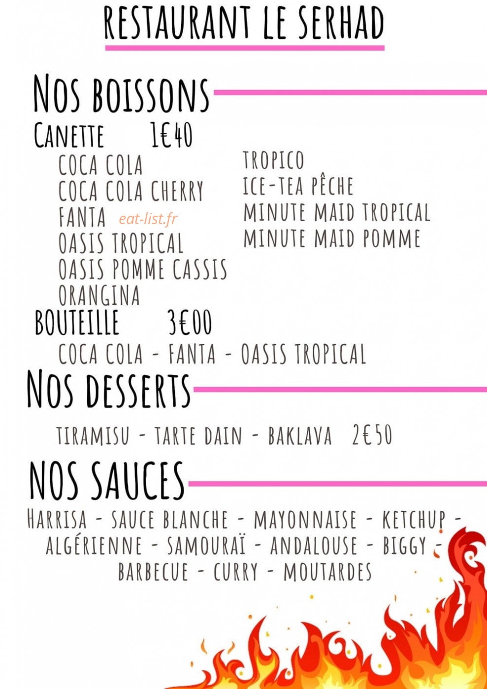 Restaurant le Serhad — carte page 5