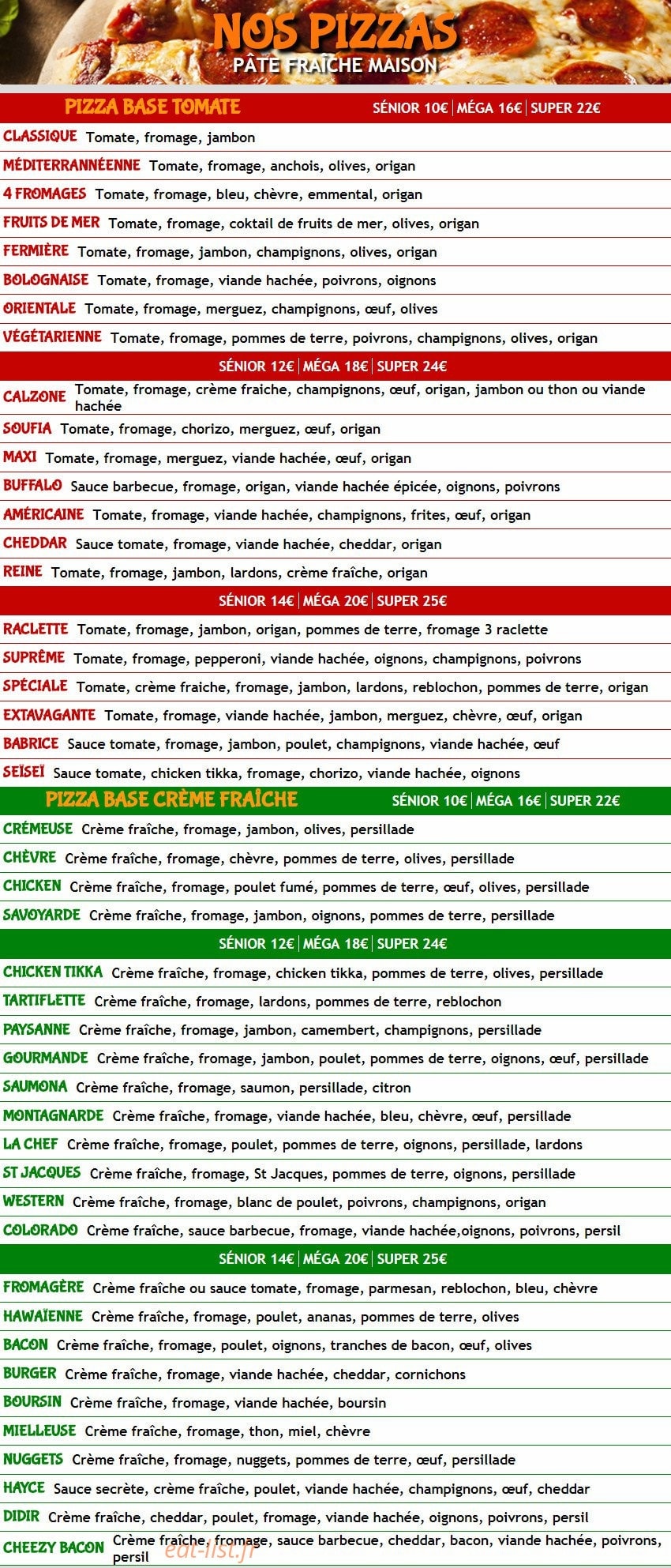Speed Pizza — carte page 2
