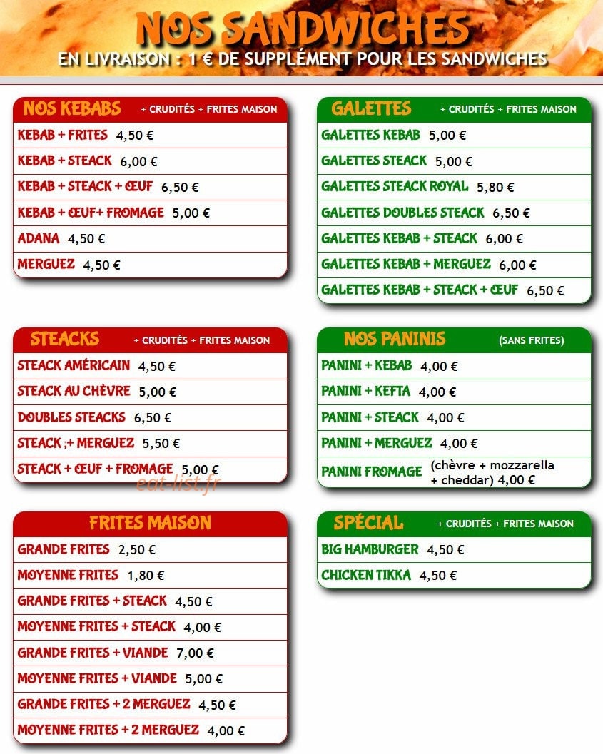 Speed Pizza — carte page 3