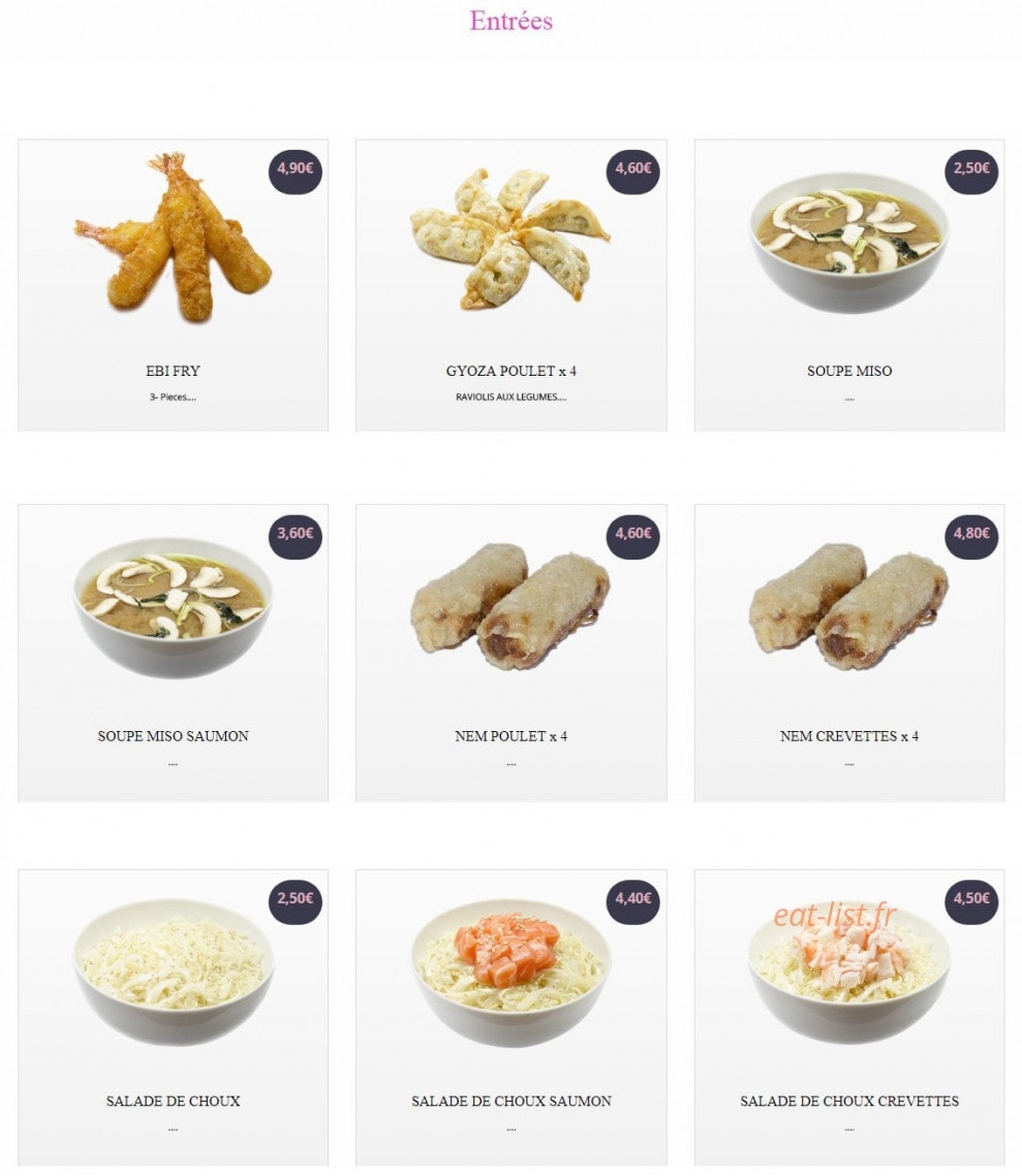 Sushi Yaki World — carte page 1