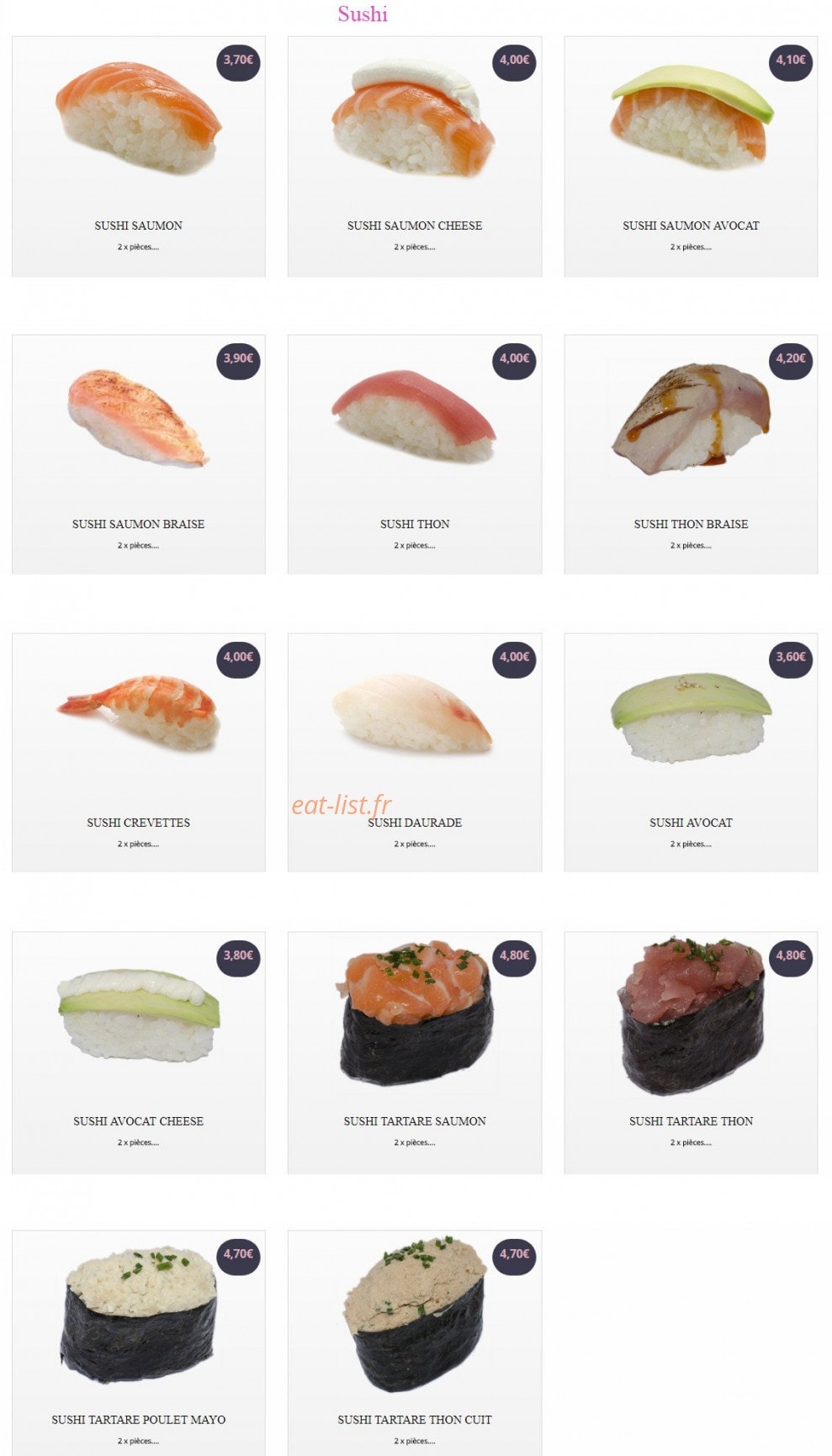Sushi Yaki World — carte page 8