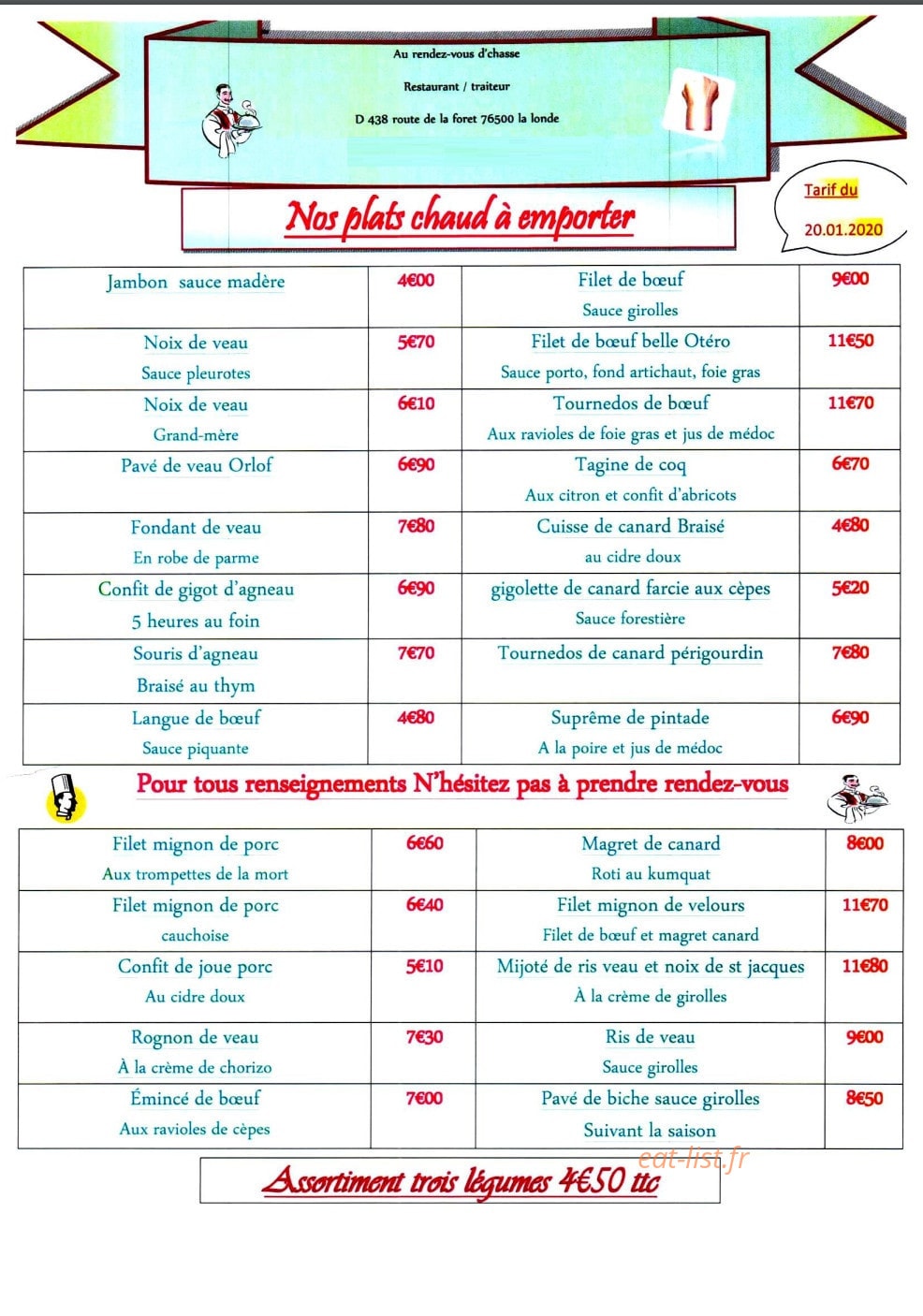 Au Rendez Vous D'Chasse — carte page 3