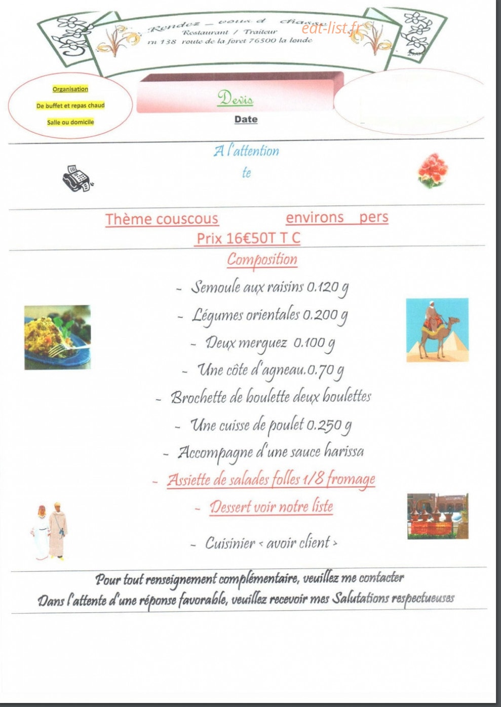Au Rendez Vous D'Chasse — carte page 22