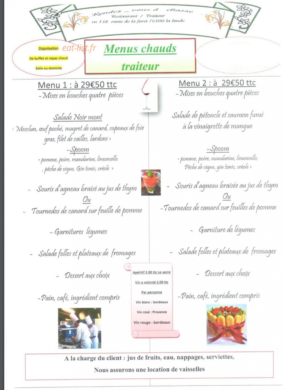 Au Rendez Vous D'Chasse — carte page 16