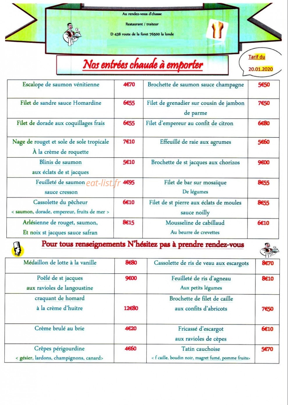 Au Rendez Vous D'Chasse — carte page 2