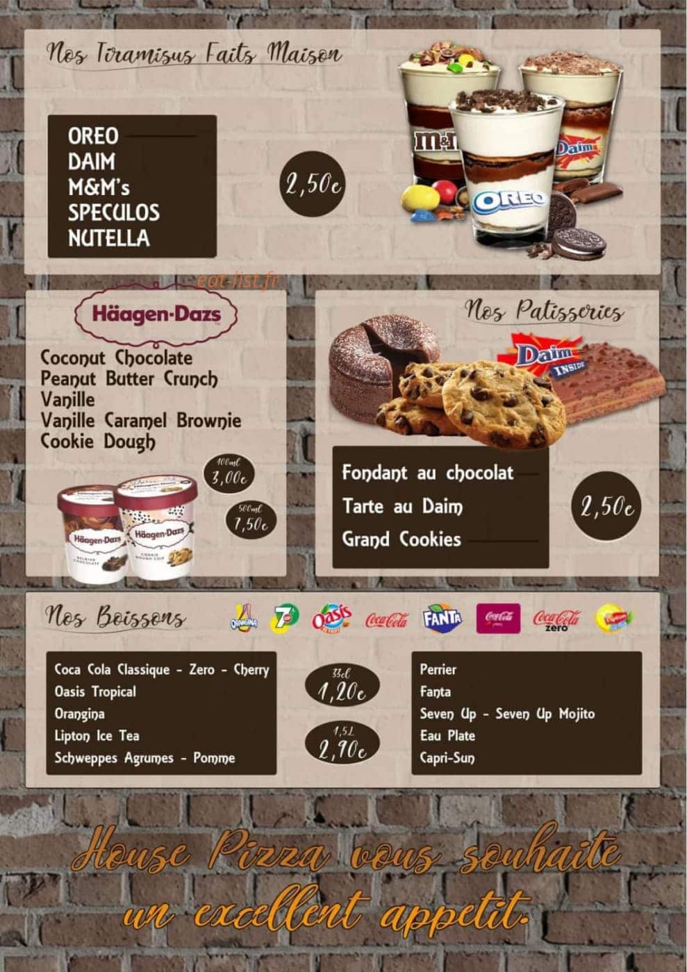 House Pizza — carte page 3
