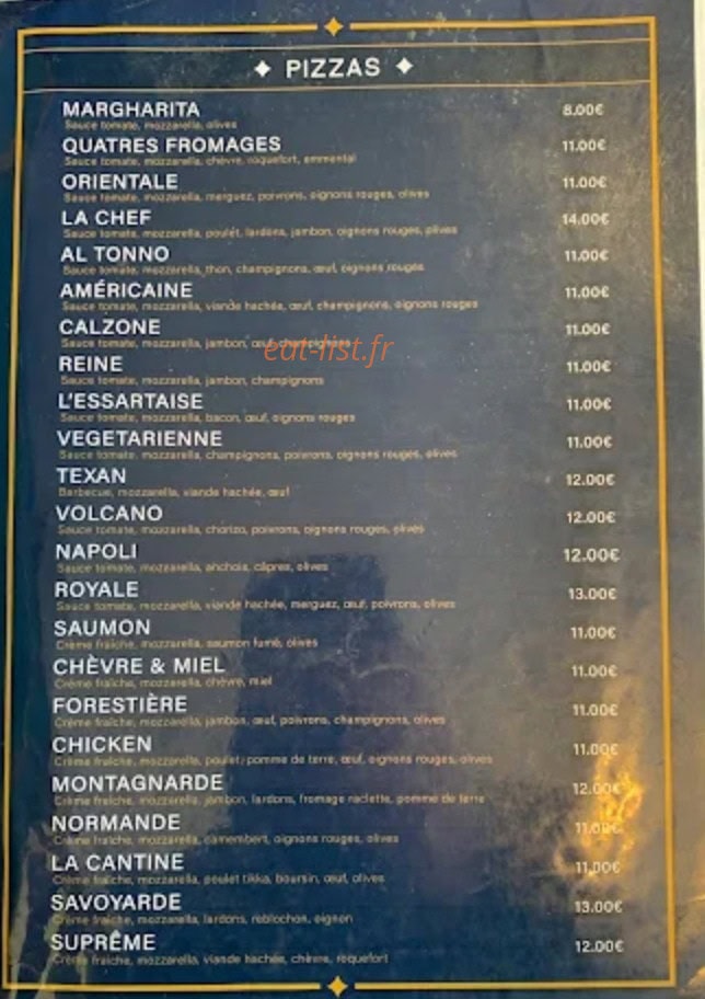Carte et menu de La Cantine du Château à Grand Couronne — Les pizzas