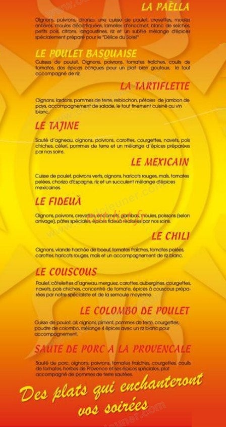 Le Délice du Soleil — carte page 3