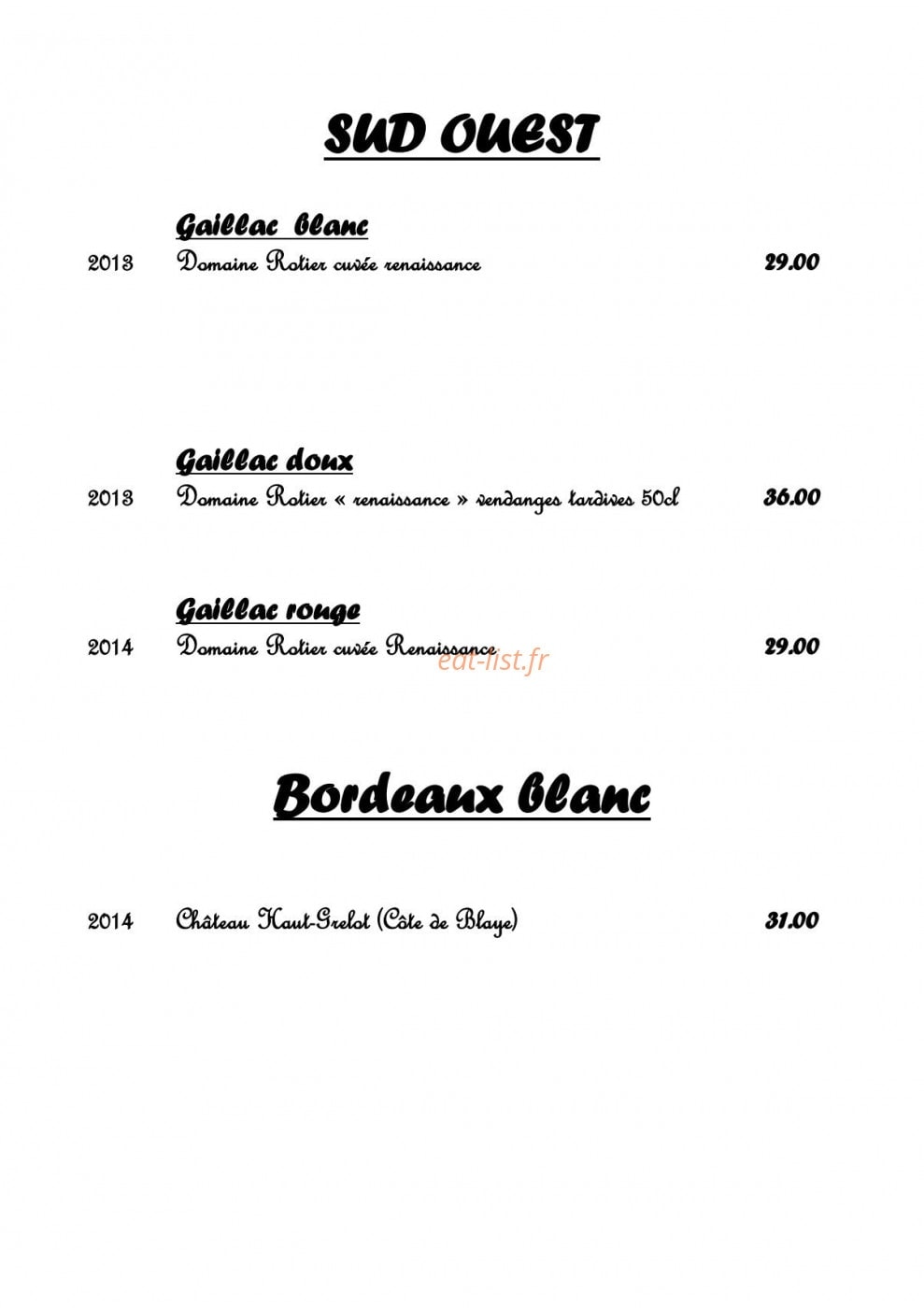 Le Relais des Dalles — carte page 11