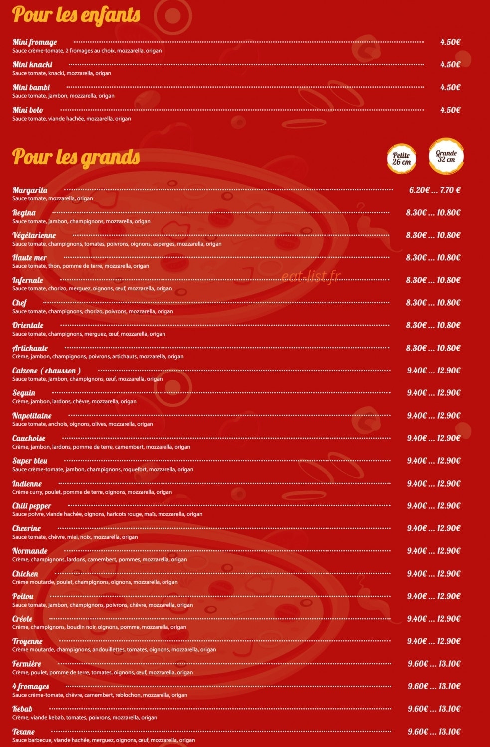 Ophélie Pizza — carte page 1