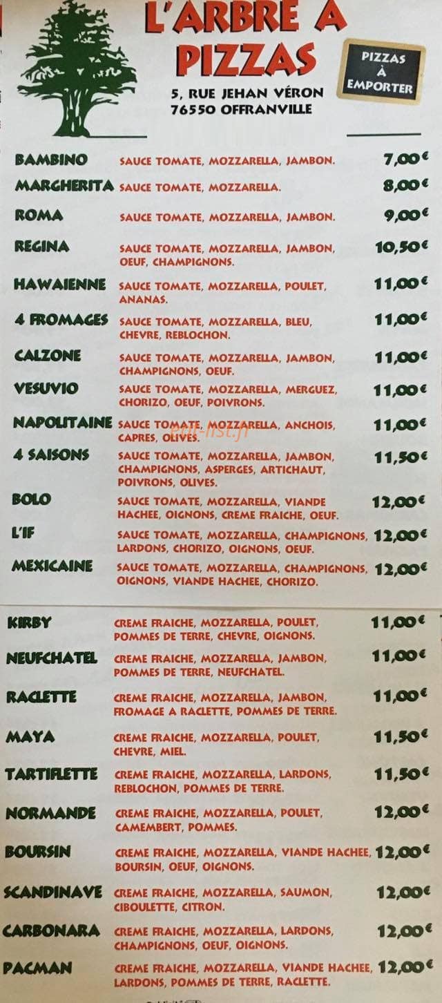 L'arbre à pizzas — carte page 1