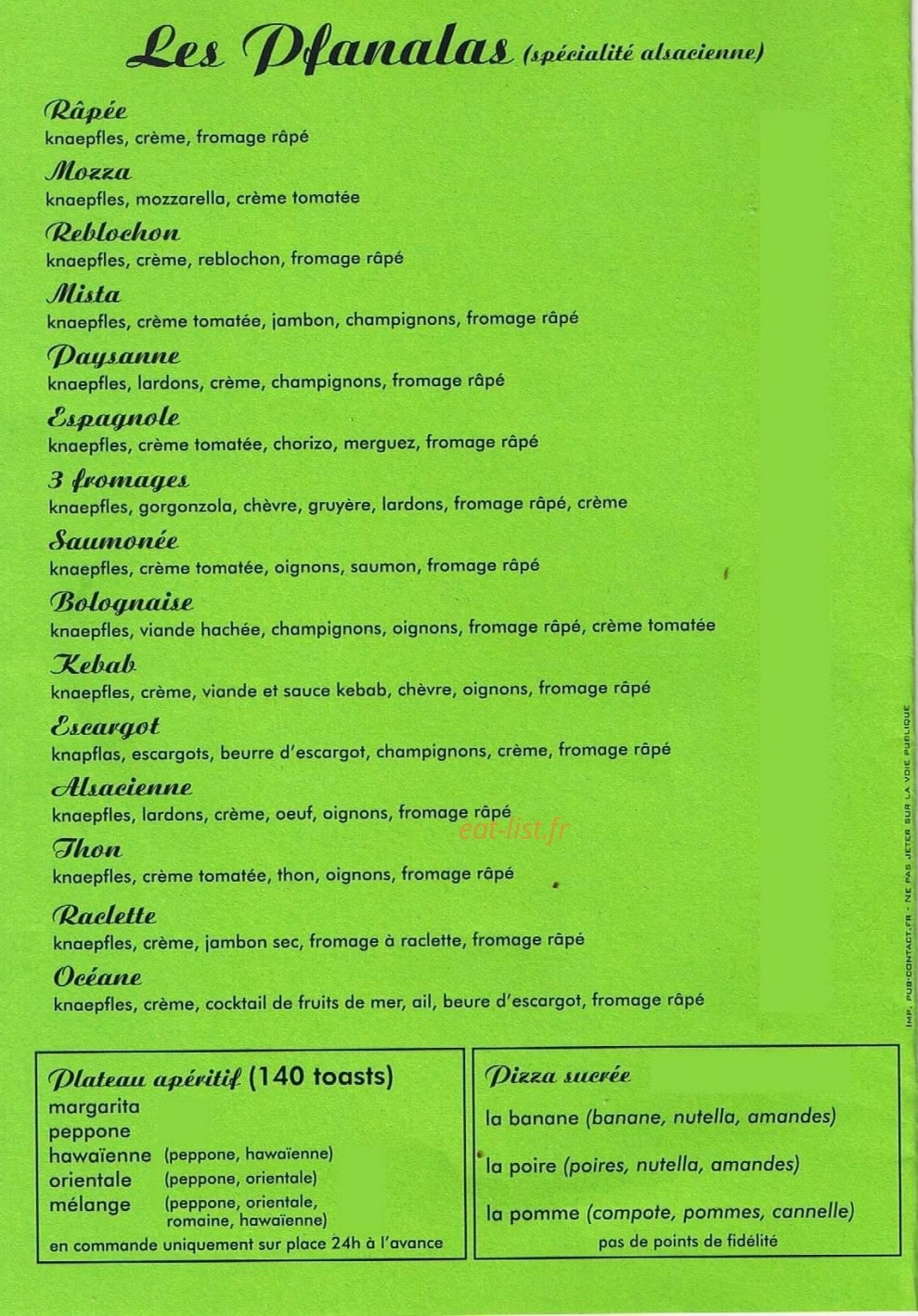 Pizza du Coin — carte page 2
